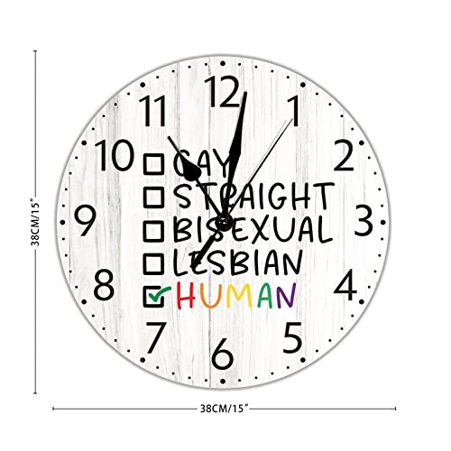 Reloj de orgullo arcoíris gay recto bisexual lesbiana de 15 pulgadas sin tictac 3
