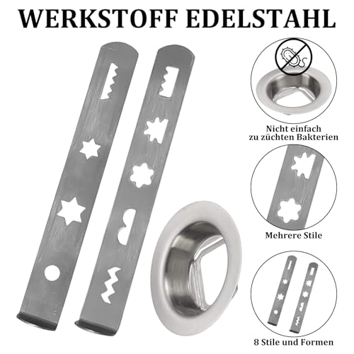 Spritzgebäckvorsatz Fleischwolf,3 Stück Spritzgebäckvorsatz Gebäckvorsatz,Spritzgebäckaufsatz für Fleischwolf,8 Formen Spritzgebäckaufsatz mit Verbindungsring für Fleischwolf Küchenmaschine