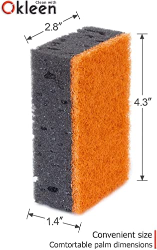 Image of Black & Orange Multi Use Scrub Sponges. Made in Europe. 18 Pack, 4.3x2.8x1.4 inches. Heavy Duty and Non Scratch Fiber. Odorless Durable and Delicate Halloween Holiday Sponges