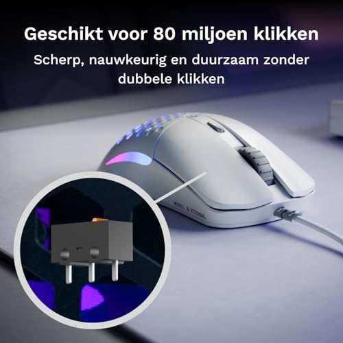 Glorious Model O Eternal Ultralight RGB Gaming Mouse - bedraad - 55 g lichtgewicht - aanpasbaar RGB-licht - 6 customizable knoppen - symmetrisch ontwerp - 12K DPI optische sensor - pc/Mac - Wit - Afbeelding 6