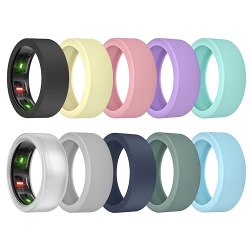MAKCPOIMER リングカバー 10個パック Oura Ring Gen 4/3用 シリコンプロテクター ULTRAHUMAN Ring AIR ワークアウト アクセサリー メンズ レディース (全10色-4, L(12/13/14/15))（Amazon）
