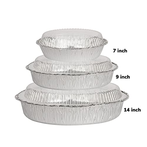 Party Bargains [40 Pack 9 Inch Round Heavy Duty Disposable Aluminum Pans With Clear Plastic Lids. For Baking, Roasting. Bbq, Perfect In Kitchen, For Takeout Food, Catering, Picnic, Camping #TOP6