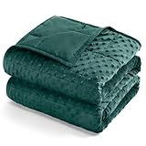 Kivik Cooling Weighted Blanket for Adults, 20 lbs Breathable Minky Dot Heavy Throw Blankets, Ultra Soft Weighted Comforter, Machine Washable, 60'x80' Queen, Dark Green