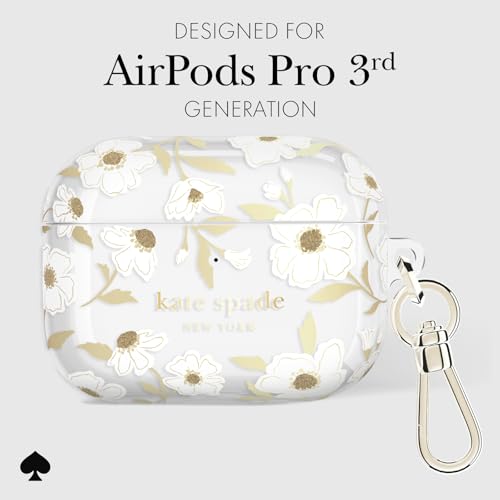 Image of kate spade new york AirPods Pro 3 Protective Case with Keychain Ring Clip - Sunshine Floral, Compatible with AirPods Pro 3rd Generation