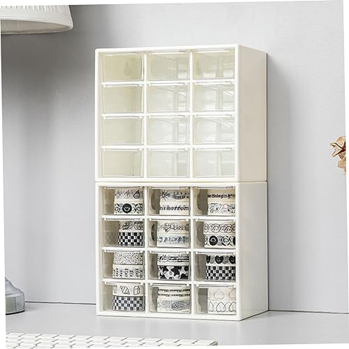 Boîte de rangement plastique blanche à tiroirs stables pour organiser le bureau - 5