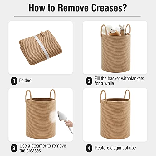 Jute Rope Laundry Hamper Basket By Techmilly, 58L Tall Laundry Basket For Blanket Storage, Large Baby Nursery Hamper For Laundry, Woven Clothes Hamper For Bedroom, Living Room #TOP6