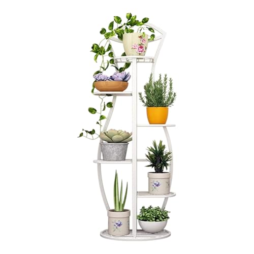 Image of 9 Tier Folding Metal Plant Stand Indoor 8 Tier 9 Potted with Gardening Tools and Gloves, Multiple Flower Pot Holder Display Rack for Patio, Garden, Balcony, Living Room (Surai White)