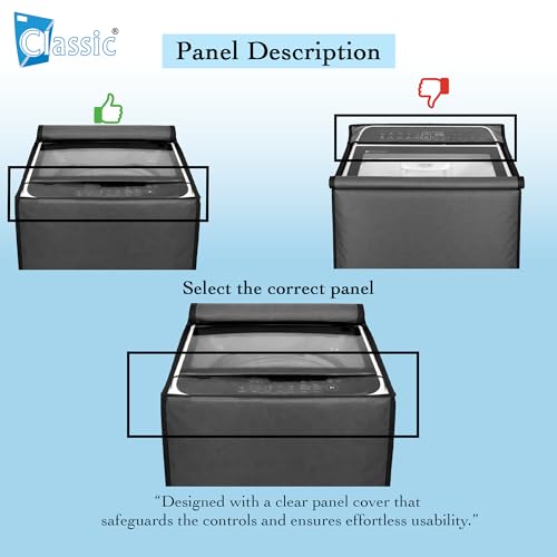 Image of Classic Top Load Washing Machine Cover Suitable For LG 8 Kg, 8.5 Kg, 9 Kg, 9.5 Kg, 10 Kg, Waterproof & Dustproof (58cmsX60cmsX90cms, Grey)