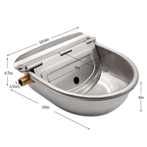 Automatic Waterer Bowl With Brass Float Valve And Drain Plug Stainless Steel Livestock Water Trough Bowl For Dog Cattle Pig Goat Sheep #TOP5