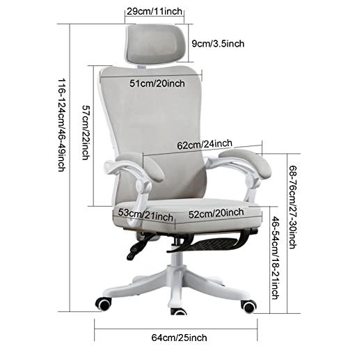 Ergonomiczne krzesło biurowe z siatką z podparciem lędźwiowym, obrotowe krzesło komputerowe z wysokim oparciem, do domu i gier, wygodne krzesło biurkowe na długie godziny