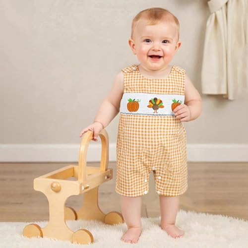 My First Halloween Baby Boy Girl Outfit Newborn Plaid Ghost Pumpkin Overalls Jumpsuit Smocked Romper Fall Clothes3