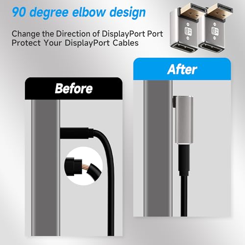 Adaptador DisplayPort 1.4 para ahorrar espacio en pared extensor vertical codo macho a hembra 4