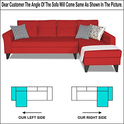 Image of Adorn India Maddox Tufted L Shape 6 Seater Sofa Set RHS (Red) (3 Year Warranty)