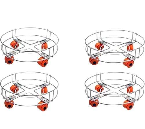 Image of Lpg Steel Cylinder Trolley with Wheels Heavy Duty | Rust-Proof | Easy Movement & Stable Support for Kitchen Gas Cylinder Trolley with 4 Wheels (Pack of 4)