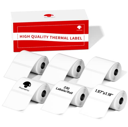 Image of Phomemo 1.57 inchx1.18 inch(40x30mm) Label, 6 Rolls M110 /M100 /M150 /M250 /M220 Thermal Paper - Multi-Purpose Square Self-Adhesive Label, 230 Labels /Roll, Black on White