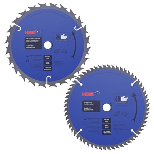 HBSS 2 Pack 7-1/4" Circular Saw Blades, 24T Framing & 60T Finishing, TCT Blades for Wood, Plywood, & Multi-Material Cutting, Durable Tungsten Carbide-Tipped (TCT) with 5/8" Arbor
