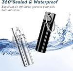 Petit porte-clés à pilules portable (2 Pack),Boîte de remplissage pour la chasse,Portable Pill Organizer Conteneur,Pille métallique étanche Bouteille de médecine pour les voyages en camping extérieur(Black+Silver)
