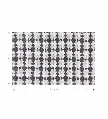 Image of Obsessions Soft & Plush Bath Mat | Quick Dry, Stain & Skid Resistant | Luxuriously Soft, Long Lasting Color | TPR Latex Backing, Size 50x80 cm, Grey & Cream