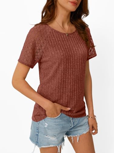 AUTOMET Womens Short Sleeve Sweater Crewneck Business Tops Dressy Casual Shirts Trendy Tunic Summer Clothes 20253