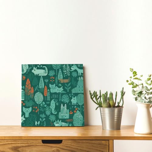 Impression sur toile animaux verts sans cadre 30x30 cm pour salon