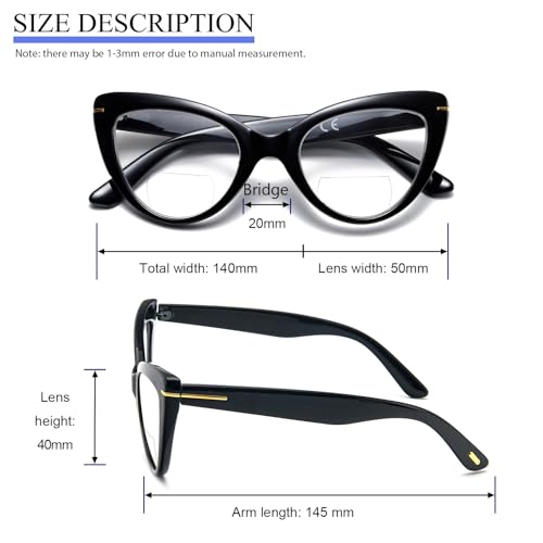 Image of 3 Pack Bifocal Cat Eye Reading Glasses for Women Oversized Blue Light Blocking Computer Readers