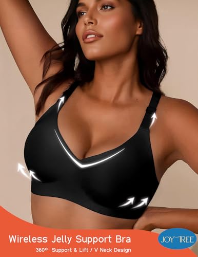 Image of JOYTREE Silky Bras for Women No Underwire V Neck Bralettes for Women Cloud Feel Everyday T Shirt Bra with Extender
