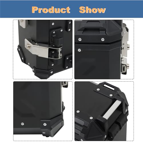 GXYWADY Caja lateral universal para motocicleta, maleta rígida lateral de 36L, negro, aluminio con soportes y cerradura de seguridad miniatura 4