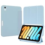 MS factory iPad mini7 (A17 Pro 2024 第7世代) mini6 (2021 第6世代) 用 ケース ペン収納 耐衝撃 アイパッドミニ 7 6 カバー ソフトTPU オートスリープ 充電対応 アリス ブルー 水色 IPDM6-S-HDR-2LSK