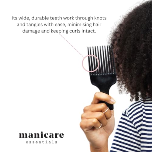 Manicare Afro Kamm mit breiten Zinken antistatisch zum Entwirren und Stylen von lockigem krausem welligem Haar Volumen und Definition für Kopfhaut und Pflege