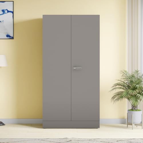 Image of Interio by Godrej Auraline Men Basic 2-Door Steel Almirah (Rocky Grey), 1-Year Warranty, 1 Drawer