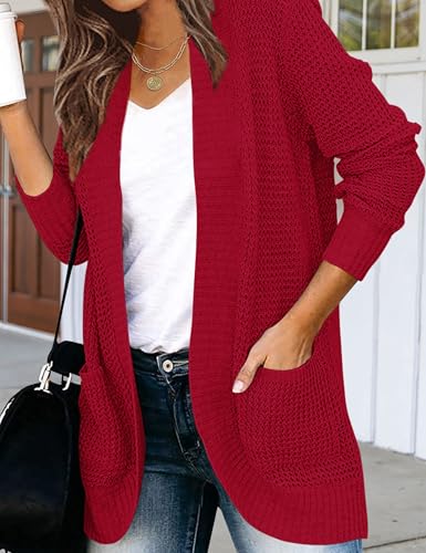 Image of MEROKEETY Womens Long Sleeve Open Front Cardigans Chunky Knit Draped Sweaters Outwear