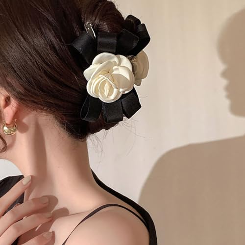 Pinza para cabello con moño y flor blanca Myhiju miniatura 6