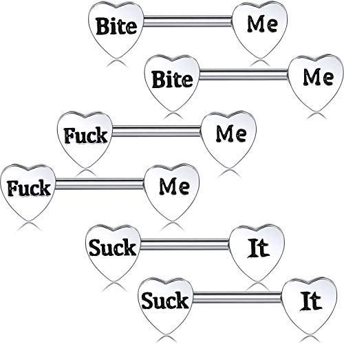 3 Pairs Women Nipple Rings 14G Stainless Steel Nipplerings Tongue Rings Barbell Heart Shape Body Piercing Jewelry2