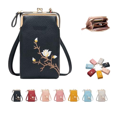 women sling cross-body wallet with phone holder,fashionable embroidered mobile phone crossbody bag,crossbody wallet for women
