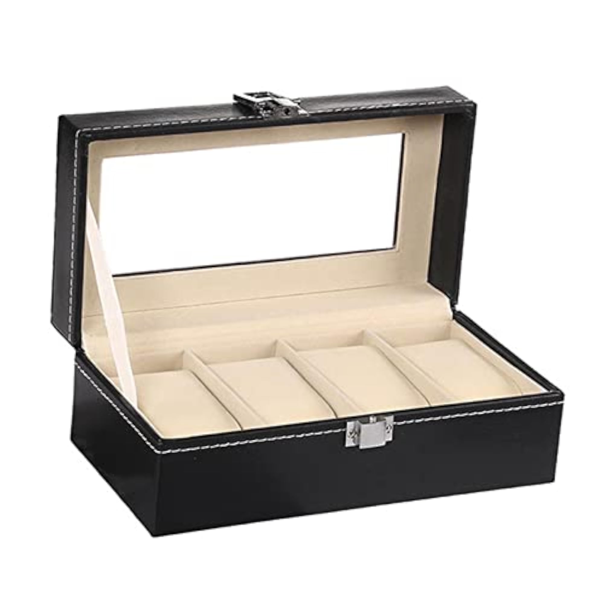 Watch Box Jewelry Display Case with Lock, 4 Slot