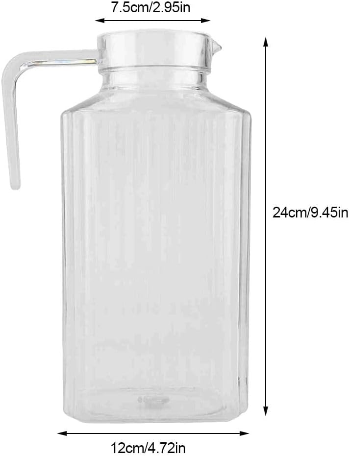 67.6 oz Acrylic Transparent Juice Pitcher with Lid,2000ml Large Striped Water Jug Beverage Iced Tea Container for Home Bar Cafe