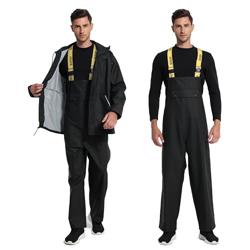 FWG Men's Workwear PRO Rain Suit - Ultimate Safety & Comfort | Waterproof, Durable PU Jacket & Bib Pants Set.2