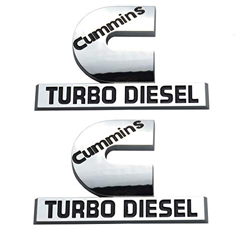 2 Pack Cummins Turbo Diesel Emblems, Badges High Output Nameplate Small Size Replacement