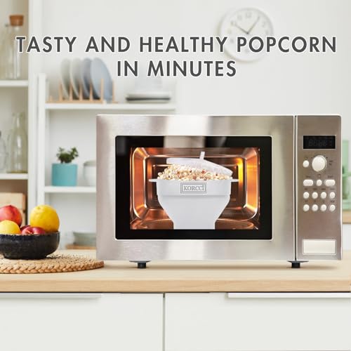 Image of The Original Korcci Microwaveable Silicone Popcorn Popper, Microwave Popcorn Popper, Collapsible Microwave Popcorn Maker Bowl, No Oil Required, Use In Microwave, Dishwasher Safe (White) (Pack of 2)