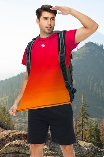 Image of AOBUTE Mens Swim Shirts Short Sleeve UPF 50+ Sun Shirt Quick Dry Rash Guard Fishing Swimming Shirt