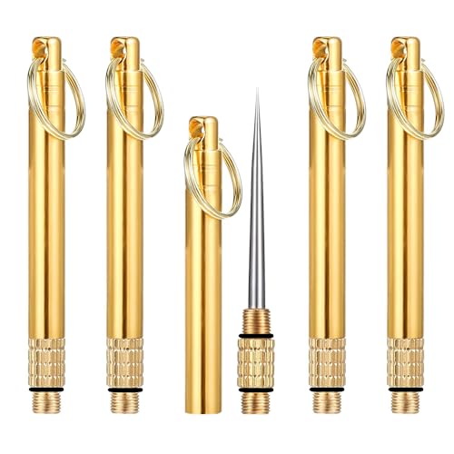 Image of 5 Pcs Portable Toothpicks with Key Ring Metal Titanium | Multifunctional, For Outdoor Picnic and Camping