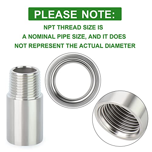 Taisher FC-487 2Pcs Stainless Steel Pipe Fittings, 1/2 Inch Npt Male X 1/2 Inch Npt Female Threaded thumb #2
