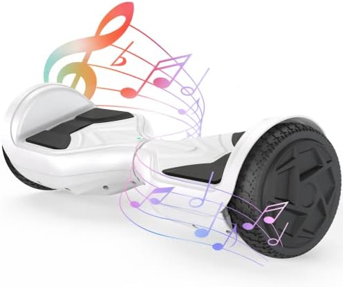 UNI-SUN Hoverboard for Kids Ages 6-12, 6.5" Hoverboard with Bluetooth, White Hover Board