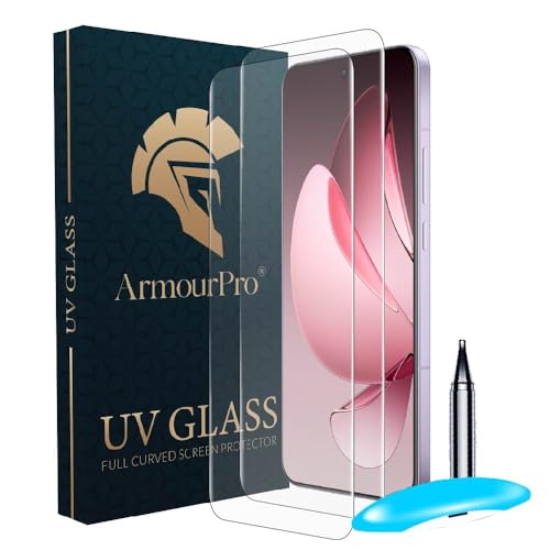 Image of ArmourPro Military Grade UV Tempered Glass Compatible For Oppo Reno 13 Pro 5G (6.7 Inch) With Easy UV Installation Kit | Edge To Edge Coverage | Crystal Clear, Pack of 2