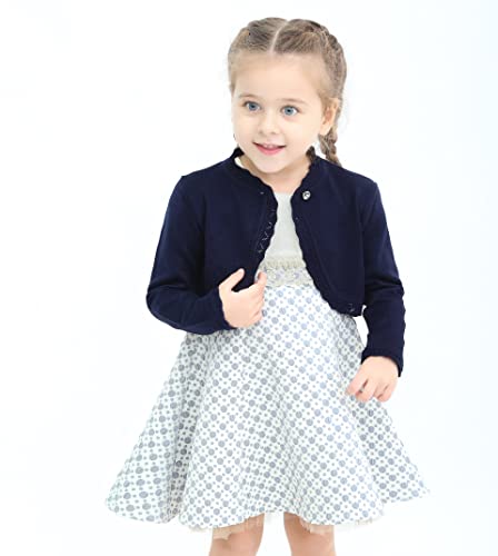 Image of Lilax Little Girls' Knit Long Sleeve Button Closure Bolero Cardigan Shrug