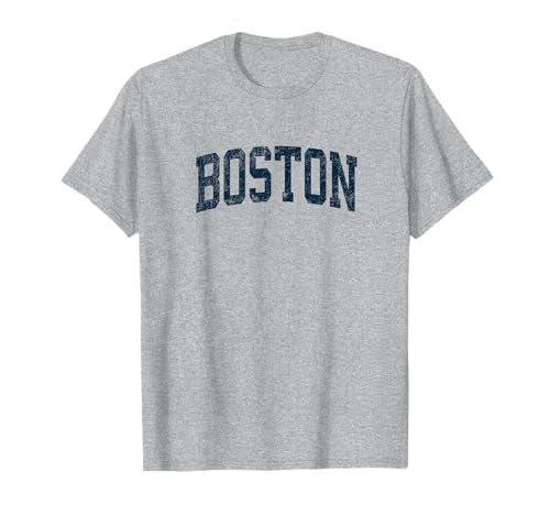 Boston Massachusetts MA Vintage Athletic Sports Navy Design T-Shirt