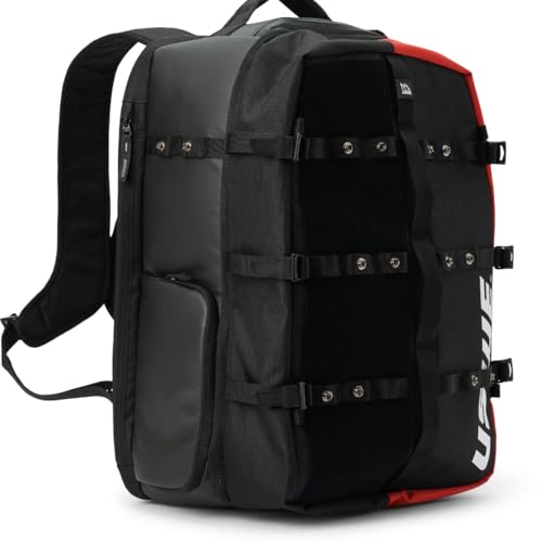 USWE Buddy Athlete Gear Pack, Duffle Bags to Store Sports Gear, Essentials, Ideal For Travelling, Gym, Training and More (40L Gear Pack Black/Red)