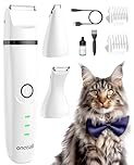 oneisall 3 in 1 Cat Clippers & Dog Paw Trimmer Grooming Kit, Cordless Low Noise Dog Trimmer for Matted Fur, 2-Speed Pet Clippers for Paws, Legs, Face, Hips