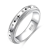 FLYOW Airplane Spinner Ring for Women Men 925 Sterling Silver Airplane Fidget Rings for Anxiety Stress Relieving ADHD Autism Rings Inspirational Boho Band Ring (7)