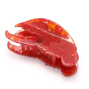 Lobster Claw Clip,Funny Red Lobster Pincers Hair Clip,Acetate Hair Clips,Small Claw Clips for Women Ocean Animal Cute Hair Clip Big Claw Clip